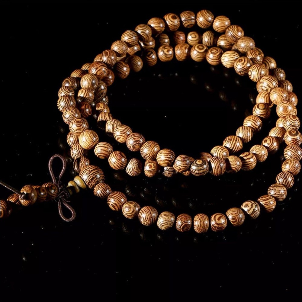 Wood mala necklace / bracelet & beautiful silk bag - Picture 5 of 10